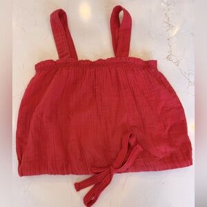 Pact Adjustable Strap Organic Cotton Tied Front Cropped Tank / small